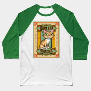 Cute Yellow Tabby on Cats are Amazing on tan background Baseball T-Shirt